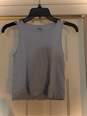 Clean Girl Anthropologie Ribbed High-Neck Seamless Crop Tank - Size S/M